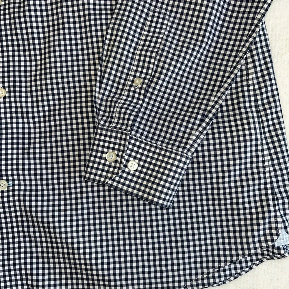 Banana Republic Shirt Men's XLT Blue Grant Fit Non Iron Check Long Sleeve